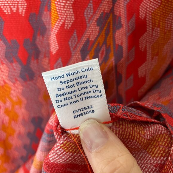 Allison Joy Alina Halter Firebrick Red Orange & Gray Aztec Sleeveless Top XS - Picture 8 of 10